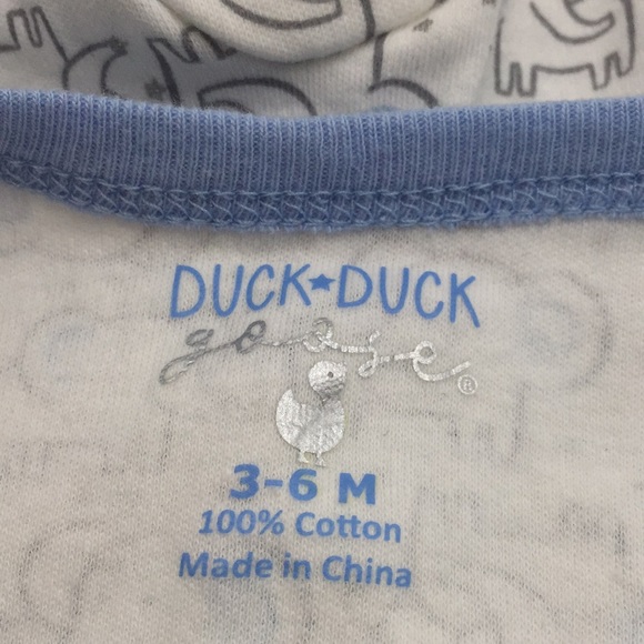 Duck Duck Goose Infant Boys Elephant Pattern Sleeper Outfit Size 3-6 Months - Picture 7 of 9